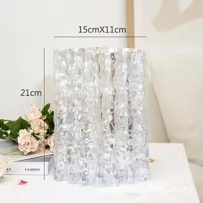 Nordic Modern Style luxury Clear Glass Vase Tall Crystal Flower Vase for Home Dining Room Kitchen Office Tabletop Decoration