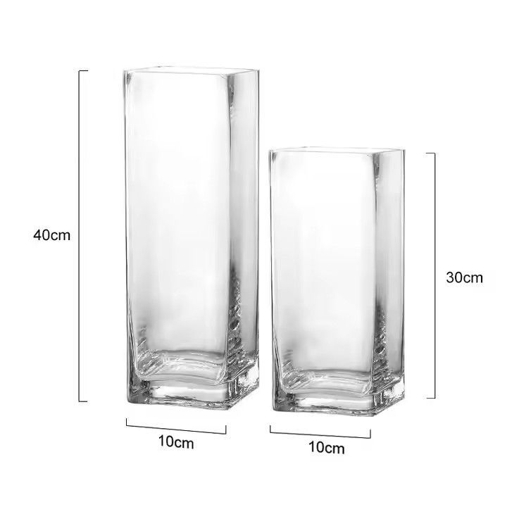 Hand Blown Square Shape Clear Glass Cube Air Plant Terrarium Vase for Home Decoration