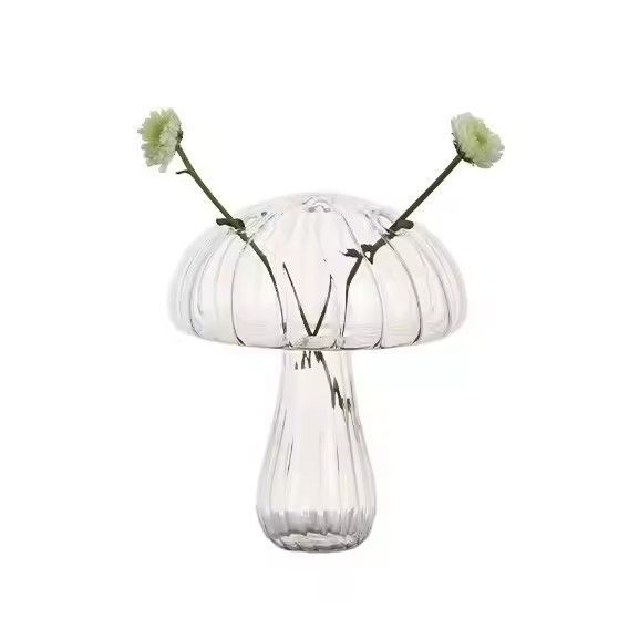 Mushroom shaped glass flower vase table decoration rose white cylinder vase