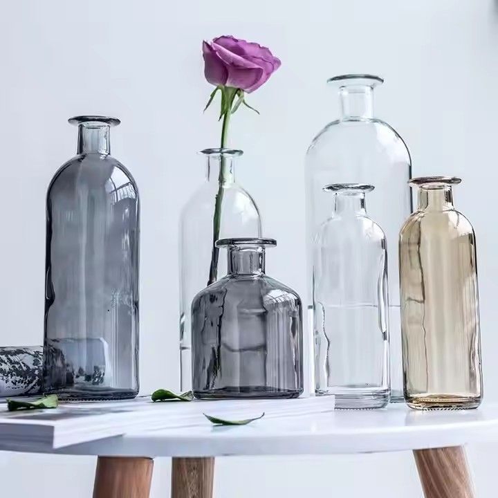 Fashion Design Exquisite Transparent Clear Household Office Table Decorative Plant Flower Vase Glass