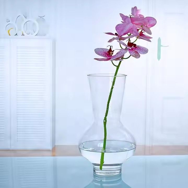 Wholesale colorful round shape 28cm tall decorative transparent vase clear cylinder glass flower vases for home decoration