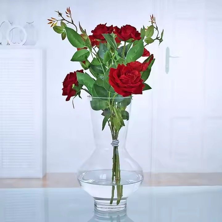 Wholesale colorful round shape 28cm tall decorative transparent vase clear cylinder glass flower vases for home decoration