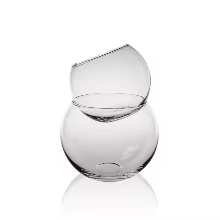 Good Quality Flat Sphere Ball Tall Center Shape Colored Flower Low Piece Clear Living Wide Transparent Round Glass Vase