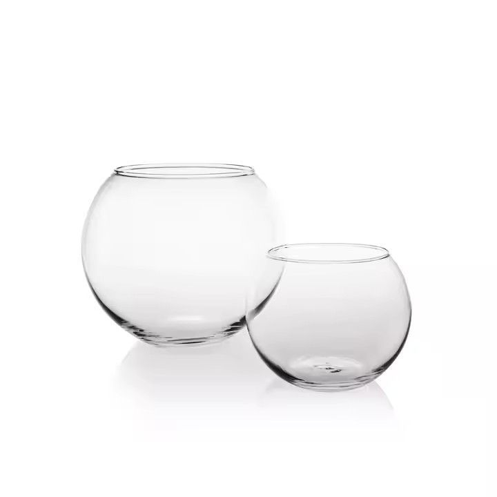 Good Quality Flat Sphere Ball Tall Center Shape Colored Flower Low Piece Clear Living Wide Transparent Round Glass Vase