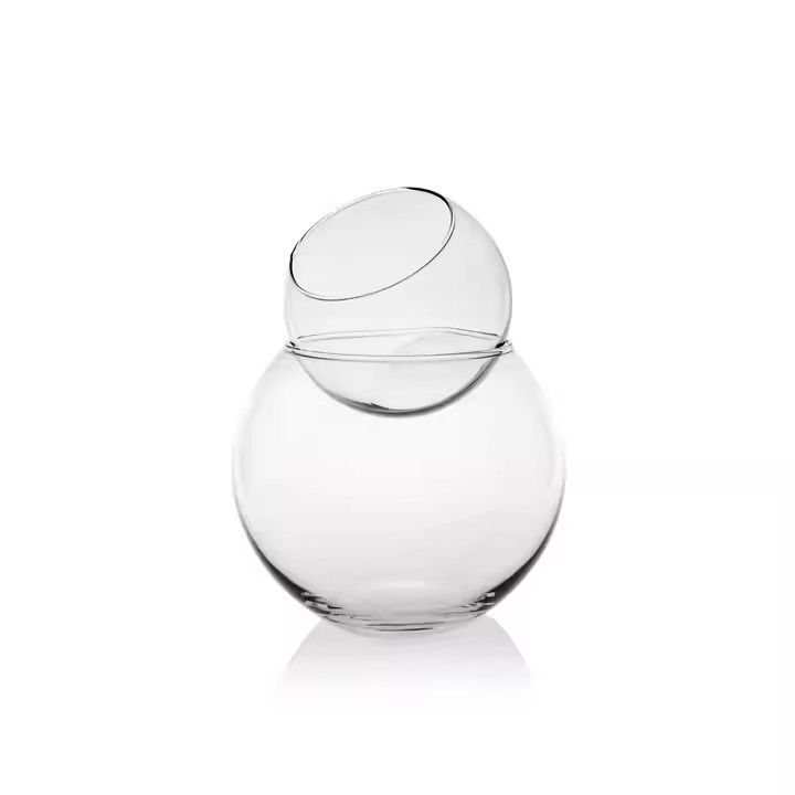 Good Quality Flat Sphere Ball Tall Center Shape Colored Flower Low Piece Clear Living Wide Transparent Round Glass Vase