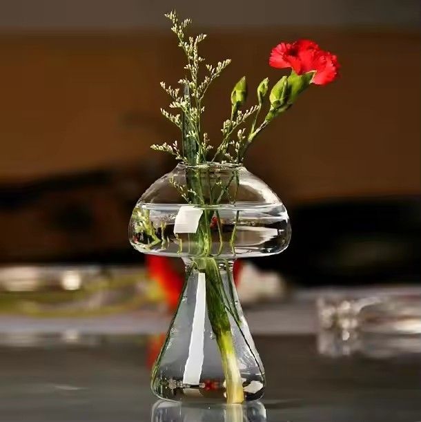 Creative home mushroom glass vase hydroponics vase for furnishing