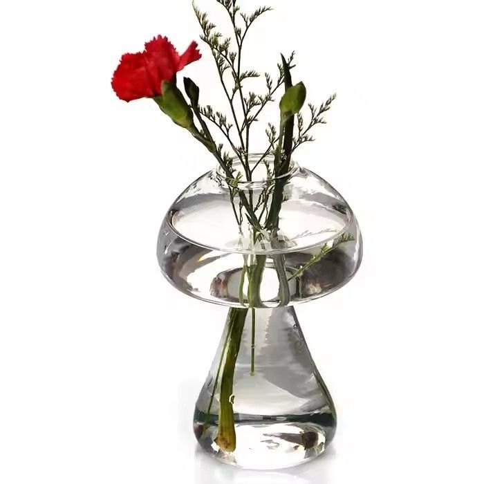 Creative home mushroom glass vase hydroponics vase for furnishing