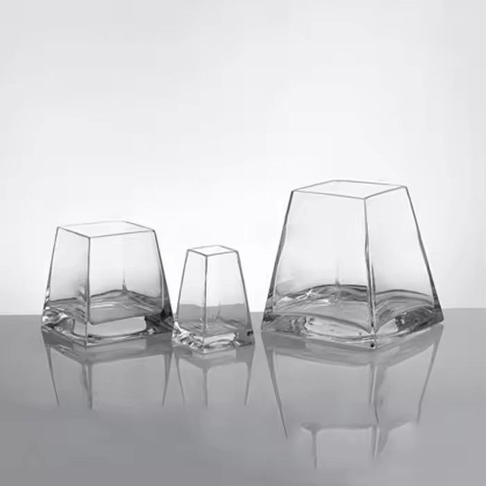 New style clear geometric terrarium faceted glass vase wholesale