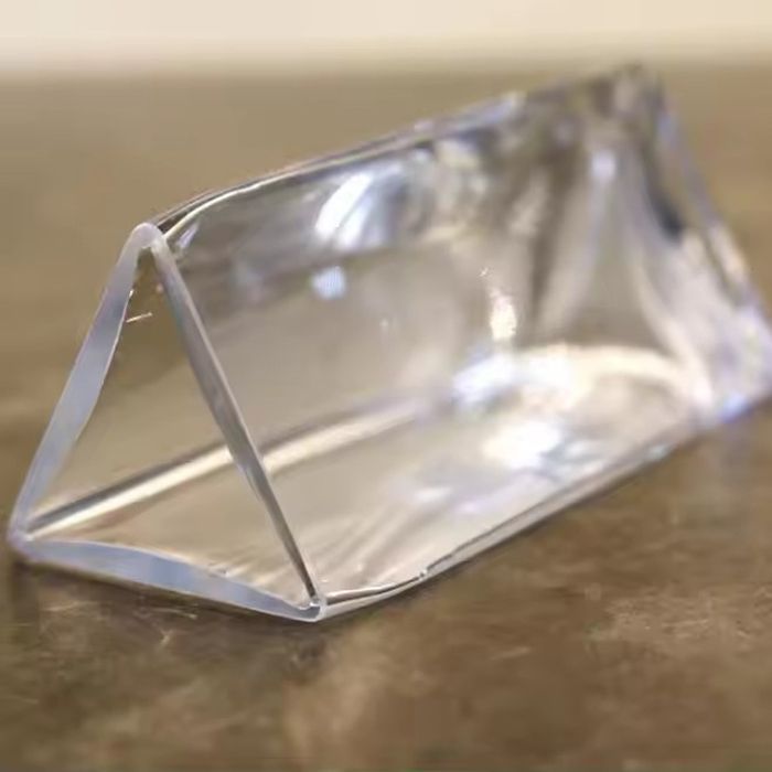 Custom clear wide mouth triangle glass vase supplier