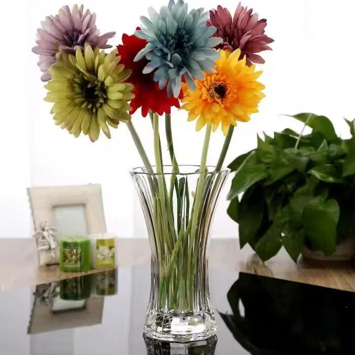 Hot sale customized high-end empty clear large vertical glass vase for home office use