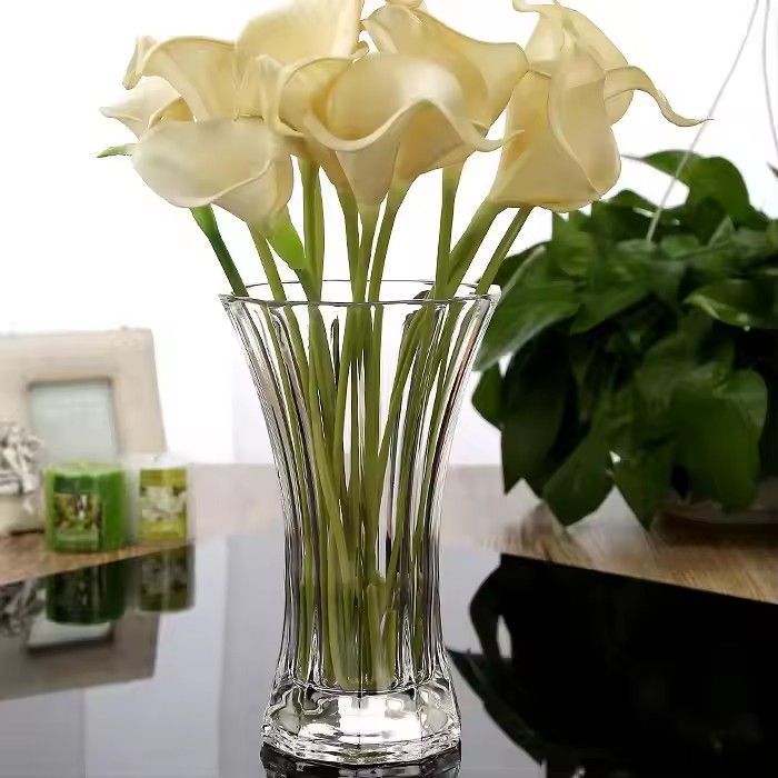 Hot sale customized high-end empty clear large vertical glass vase for home office use