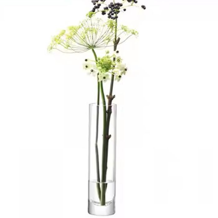 Cheap narrow-necked handmade glass column flower vase glass