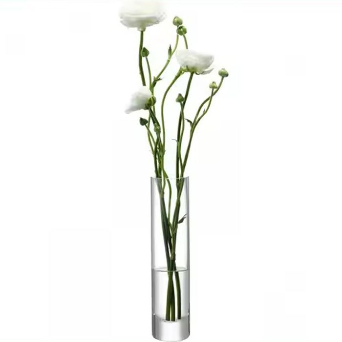 Cheap narrow-necked handmade glass column flower vase glass