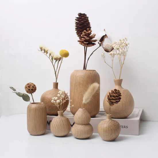 Custom Design Wood Flower Vase Home Office Wedding Tabletop Decorative Wooden Vase