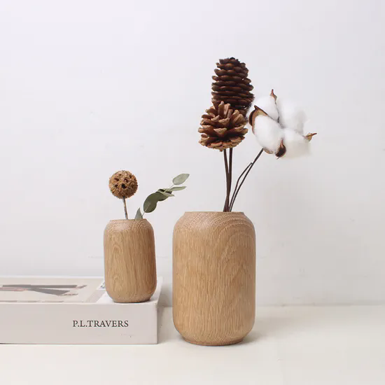 Custom Design Wood Flower Vase Home Office Wedding Tabletop Decorative Wooden Vase