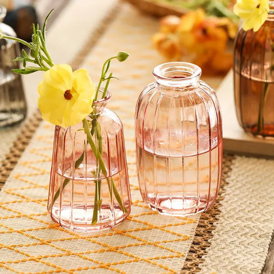 Glass Vase Color Ins Wind Pendulum Living Room Flower Arranger Water Culture Mini Dwarf Pumpkin Vase Wholesale