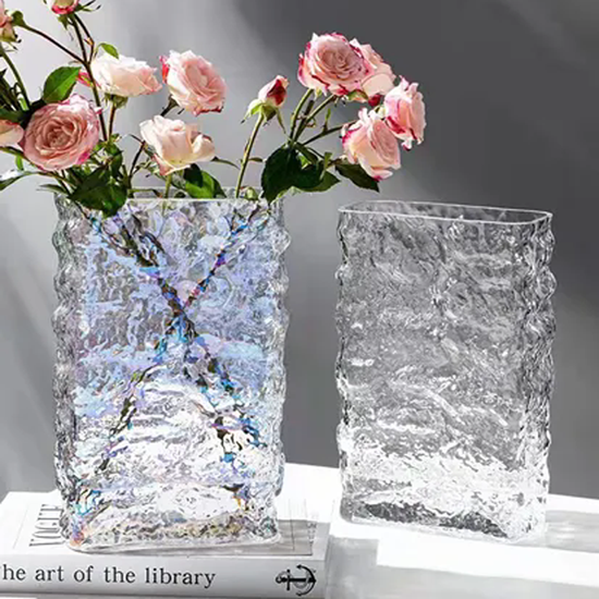 Ice River Vase Nordic Simple Transparent Glass Flowers Water Raised Decorative Flower Device Light Luxury Table Flower Vase