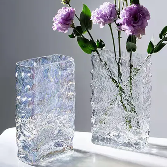 Ice River Vase Nordic Simple Transparent Glass Flowers Water Raised Decorative Flower Device Light Luxury Table Flower Vase