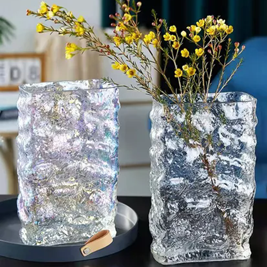 Ice River Vase Nordic Simple Transparent Glass Flowers Water Raised Decorative Flower Device Light Luxury Table Flower Vase