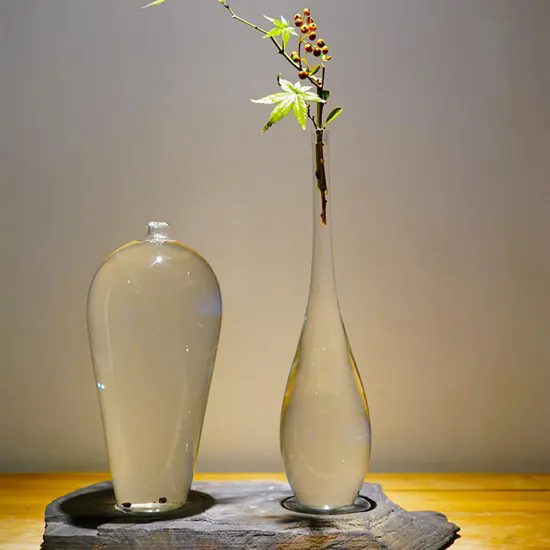 Transparent Crystal Clear Glass Vase Modern Minimalist Big Belly Small Mouth Glass Vase Home Office Decoration Vase