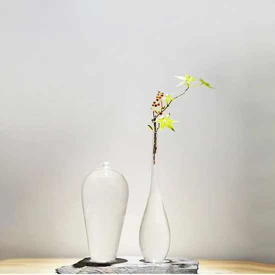 Transparent Crystal Clear Glass Vase Modern Minimalist Big Belly Small Mouth Glass Vase Home Office Decoration Vase