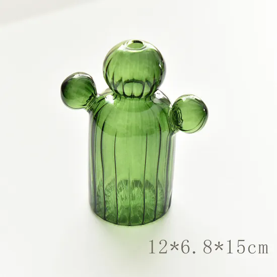 Light Colored Glass Small Vase, Hot Sale Cactus Creative Desktop Village Vase