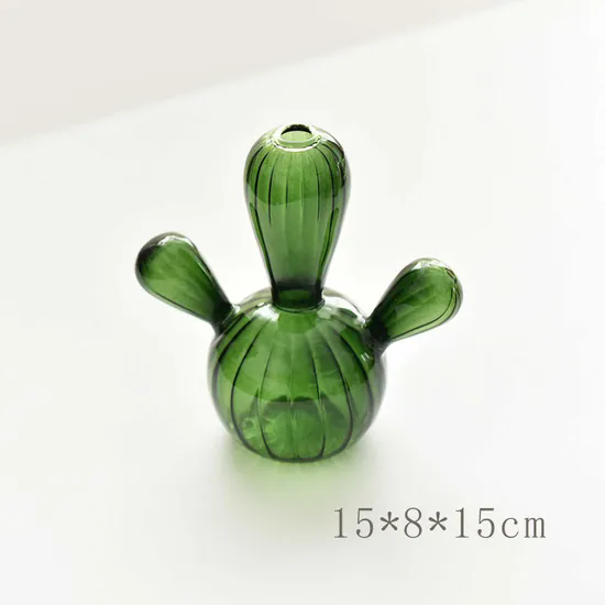 Light Colored Glass Small Vase, Hot Sale Cactus Creative Desktop Village Vase