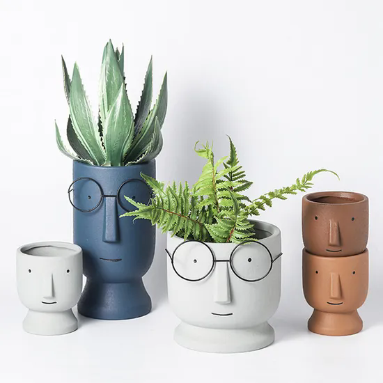 Ceramic Vase Bonsai Succulent Decorated Flower Pot Ceramic Face Eyeglasses Planters Pots