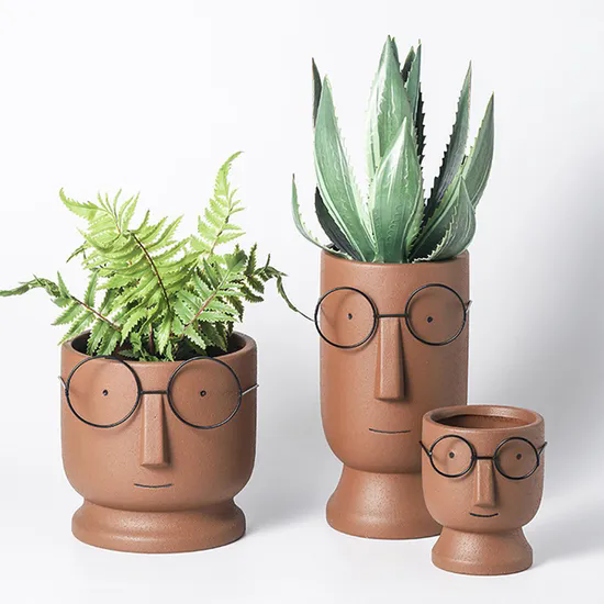 Ceramic Vase Bonsai Succulent Decorated Flower Pot Ceramic Face Eyeglasses Planters Pots