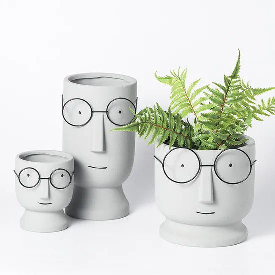 Ceramic Vase Bonsai Succulent Decorated Flower Pot Ceramic Face Eyeglasses Planters Pots