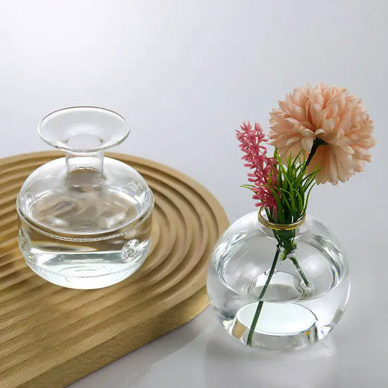 Custom Made Transparent Bottle Shape Glass Vase with Decorative Pattern