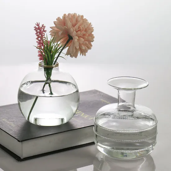 Custom Made Transparent Bottle Shape Glass Vase with Decorative Pattern