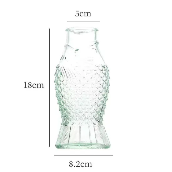 Glass Vase in The Shape of a Fish Vase Clear for Flowers