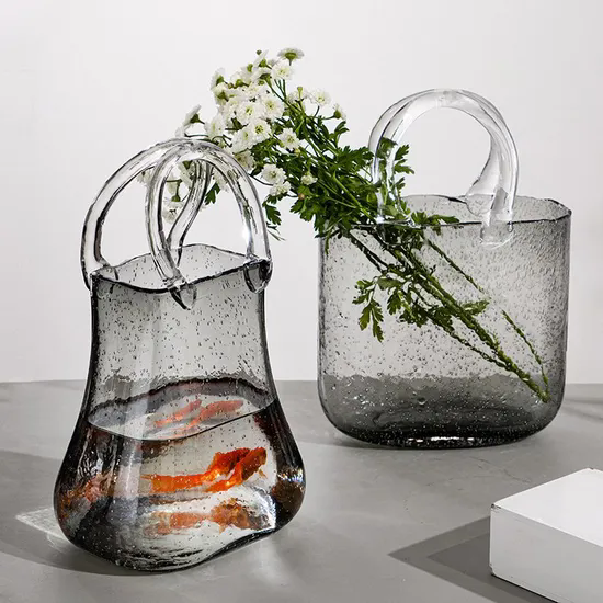 Modern Grey Decorative Flower, 24cm Antique Square Large Centerpiece Transparent 10" Clear Cylinder Glass Vase