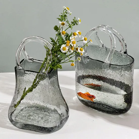 Modern Grey Decorative Flower, 24cm Antique Square Large Centerpiece Transparent 10" Clear Cylinder Glass Vase