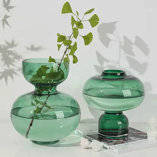 Vase Handblown Solid Color Glass Flower Arrangement Modern Optic Gourd Shape Vase Table Decor Centerpieces Accent Vases