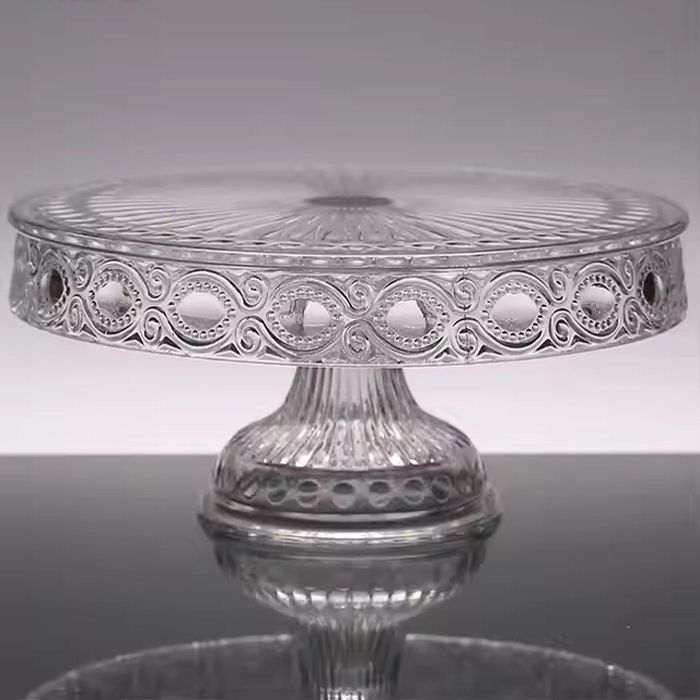 High Quality Transparent Glass Cake Plate With Cover