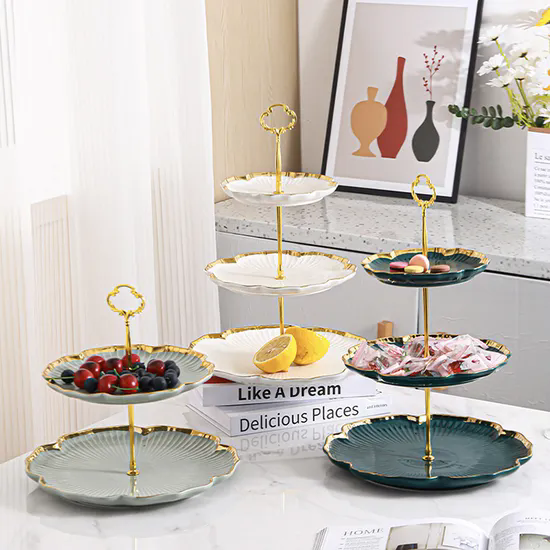 Weddings Birthday Party Cupcake Cake Stand Multi-Layer Ceramic Cake Stand with Handles