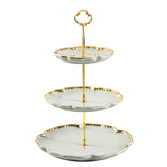 Weddings Birthday Party Cupcake Cake Stand Multi-Layer Ceramic Cake Stand with Handles