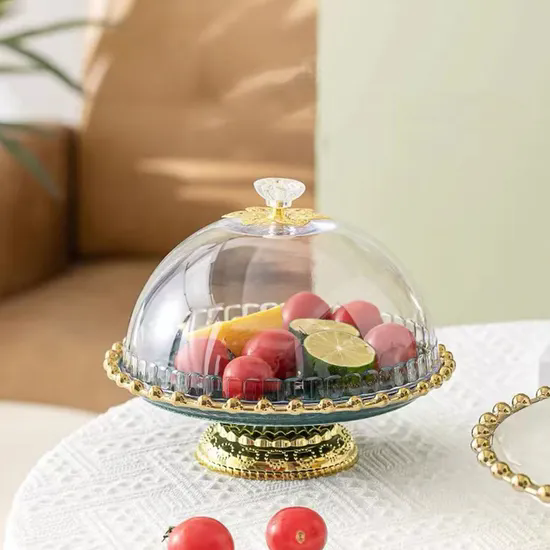 Simple European Ceramic Glass High Foot Cake Tray Wedding Birthday Afternoon Tea Fruit Dessert Tray