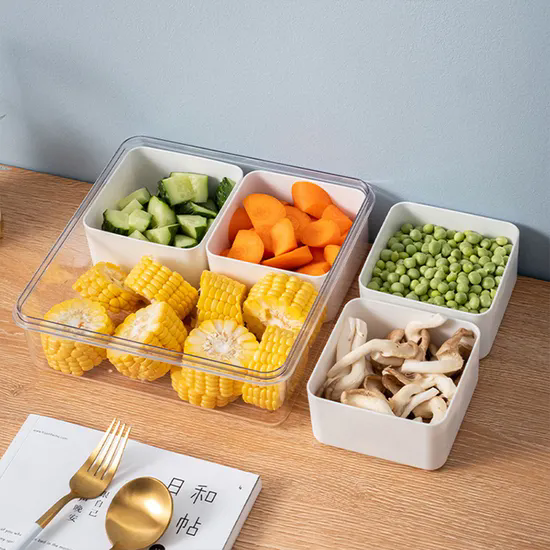 Snack Container Divided Serving Tray with Lid 4 5 Compartment Square Round Plastic Food Storage Organizer