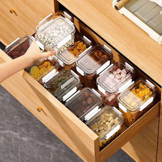 Kitchen Pantry Plastic Food Storage Boxes with Lid Airtight Rice and Grain Storage Container