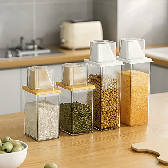 Food Storage Container Airtight Can Storage Jar Oatmeal Grain Cereal Plastic Transparent Storage Tank