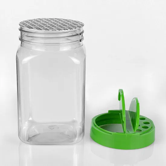 400ml Square Plastic Jars Bottles Dual Open Shaker Lids Spice Packaging Jar