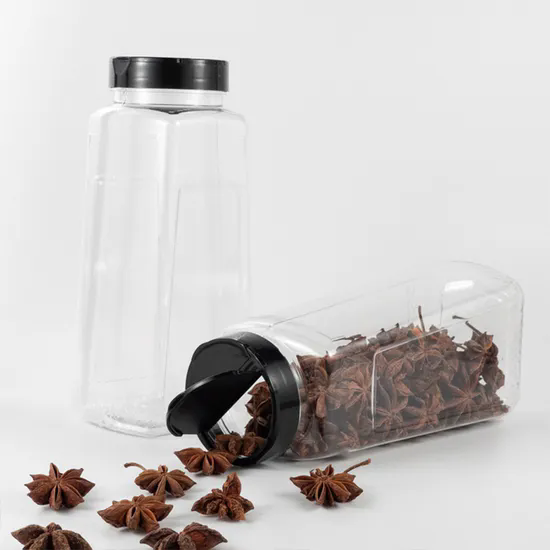 Home Kitchen Shaker Lids Plastic Seasoning Powder Storage Container 1000ml Clear Square Spice Jar