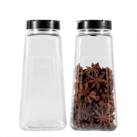 Home Kitchen Shaker Lids Plastic Seasoning Powder Storage Container 1000ml Clear Square Spice Jar