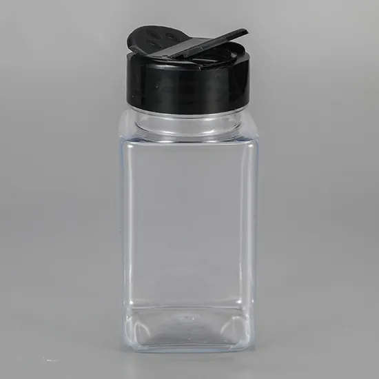 Double Opening 60ml 2oz Square Plastic Spice Jar Bottle Clear Plastic Jars