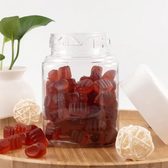 370ml Plastic Container for Food Packaging Clear Pet Candy Jar Square Plastic Jars with Lids