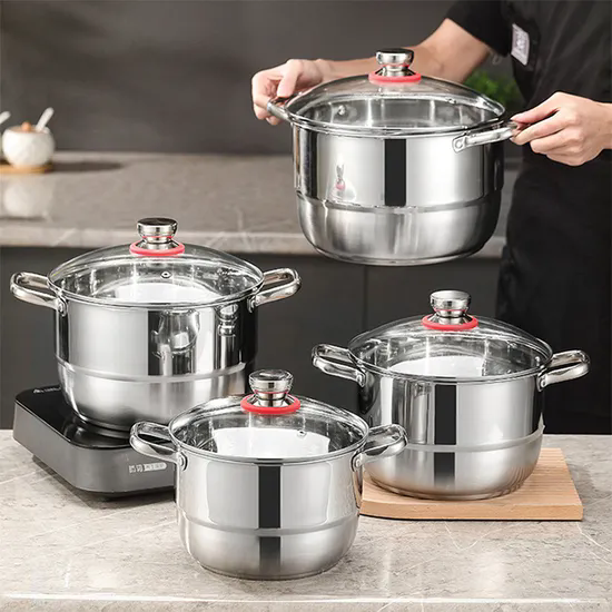 Multifunctional Stackable Steamer Pan Soup Stock Pots for Cooking 3 PCS 4PCS Cookware Stainless Steel Soup Pot