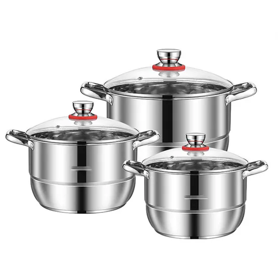 Multifunctional Stackable Steamer Pan Soup Stock Pots for Cooking 3 PCS 4PCS Cookware Stainless Steel Soup Pot